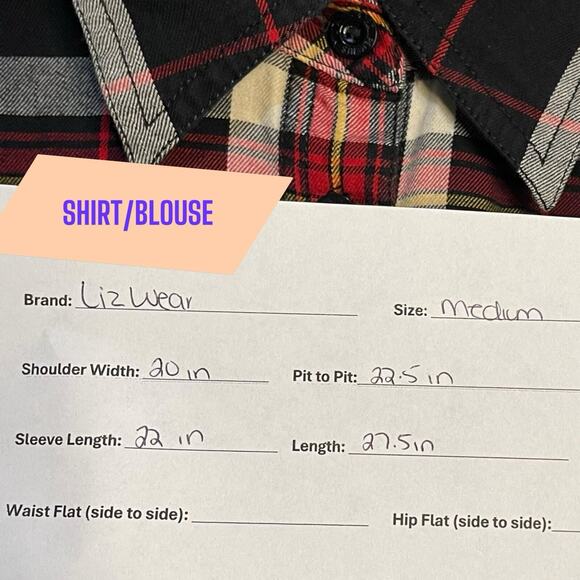 Lizwear Plaid Button Up Shirt Women's Medium Multicolor Western Casual Top Work - Picture 11 of 11